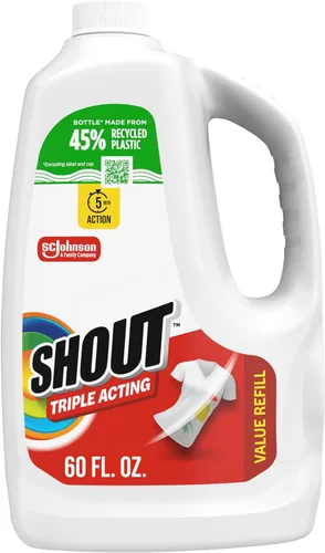Shout Active Enzyme - Spray removedor de manchas para ropa, fórmula de triple acción que se aferra, penetra y levanta las manchas duras y cotidianas