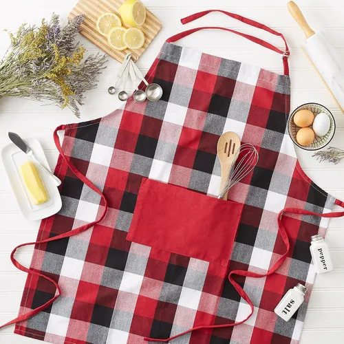 Miniatura 3 de DII Tri-Color Check Collection - Delantal de cocina, color rojo cardenal