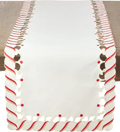 Miniatura 4 de Camino de mesa navideño con diseño de bastón de caramelo