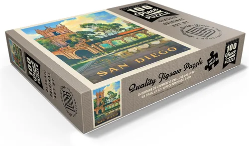 Miniatura 3 de MyPuzzle San Diego, CA: Balboa Park, póster vintage, rompecabezas prémium de 100 piezas para adultos