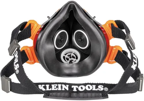 Miniatura 10 de Klein Tools 60552 Respirador reutilizable P100 de media máscara con filtros reemplazables para polvo, humos metálicos y niebla de aceite, M/L