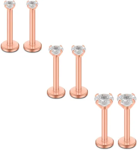 SCERRING Anillos de labios de 16G con circonita cúbica transparente, Labret Monroe, anillo para labios, tragus, uñas, hélice, piercing de perno,