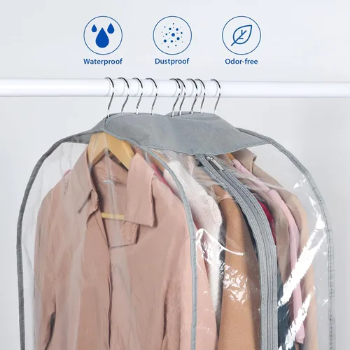 Miniatura 4 de Zilink Bolsas de ropa transpirables para abrigo de piel de 43", bolsas de traje para almacenamiento en armario, fundas transparentes para chaqueta