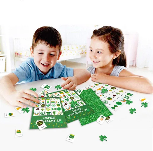 Miniatura 2 de Omgouue Juego de bingo irlandés de trébol del día de San Patricio, suministros de fiesta verde para 24 jugadores