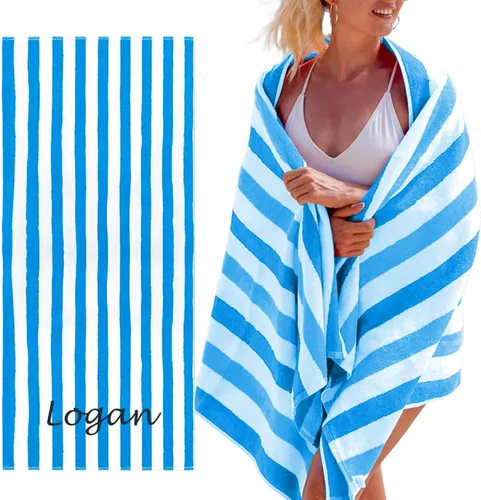 Toallas de playa personalizadas Passion para adultos - Toallas de piscina personalizadas con nombre - Algodón altamente absorbente - Diseño a rayas