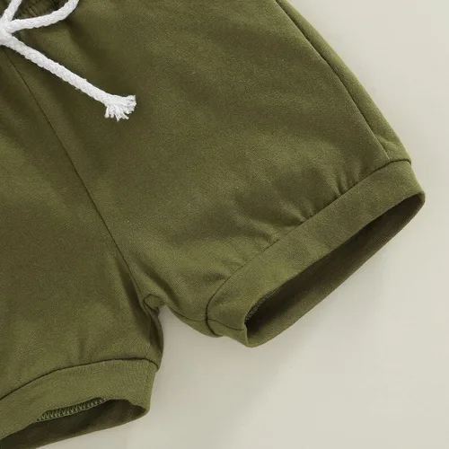 Miniatura 7 de Conjunto de ropa casual de manga corta con botones y pantalones cortos de lino para bebés y niños pequeños