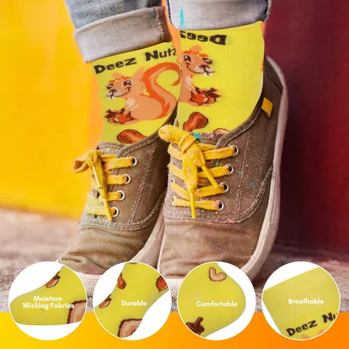 Miniatura 6 de TC9SOCKS Funny Socks Deez Nuts Meme Socks Squirrel Lovers Socks Fun Socks Unisex Funky Socks Casual Dress Socks