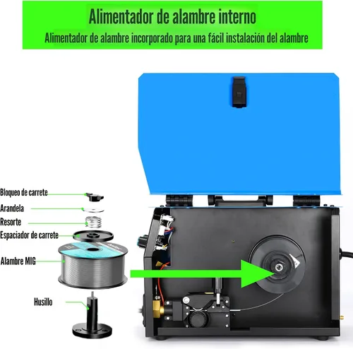 Miniatura 4 de S7 Soldador MIG 4 en 1 200A 110V/220V, Máquina de soldadura de núcleo de flujo sin gas y gas, soldador TIG/Stick/MMA de elevación, control