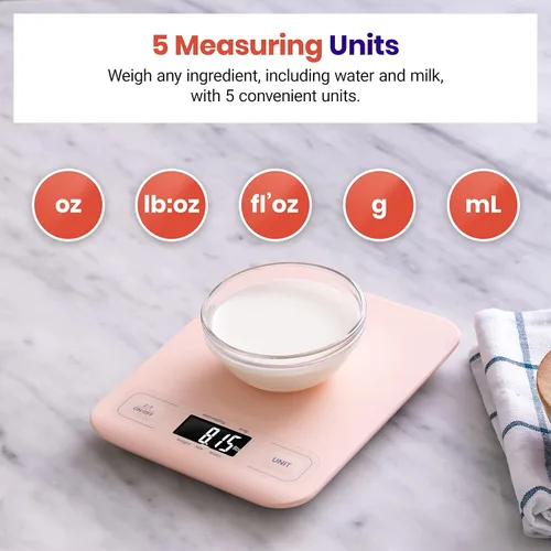 Miniatura 3 de Etekcity - Báscula digital de cocina para alimentos, mide gramos y onzas, para perder peso, repostería, cocinar, dieta keto y preparación de Rosa