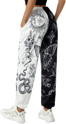 Miniatura 7 de Amuver - Pantalones de harén estilo hippie bohemio de los años 90 para mujer cintura fruncida estampado de retazos pantalones deportivos para yoga