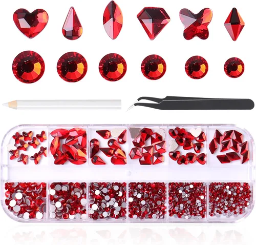 Miniatura 28 de 3520 diamantes de imitación de uñas color dorado champán para uñas, multiformas con parte trasera plana, diamantes de imitación redondos