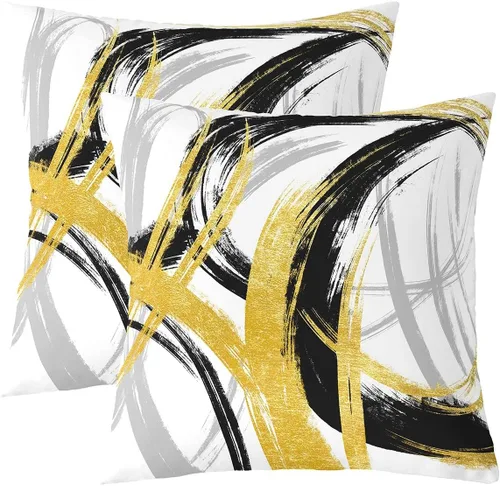 Miniatura 16 de Juego de 2 fundas de almohada abstractas de 16 x 16 pulgadas para niños, niñas, adolescentes, decoración de dormitorio, moderna a rayas, decoración