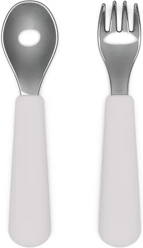 Miniatura 8 de Lalo Utensils - Juego de tenedor y cuchara para niños pequeños - Utensilios ergonómicos para niños pequeños de acero inoxidable y silicona - Juego