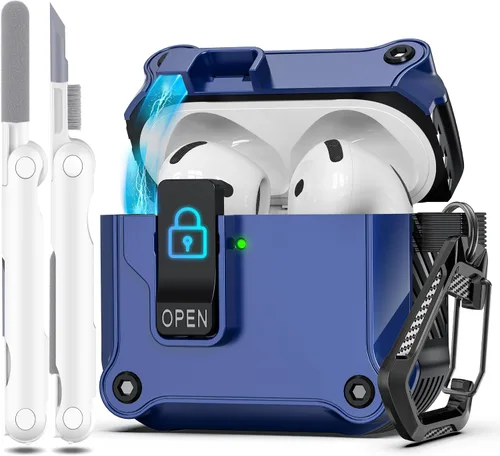 Miniatura 58 de R-fun - Funda para audífonos compatible con AirPods de 4.ª generación 2024, cubierta protectora de expulsión automática a prueba de caídas, puerto