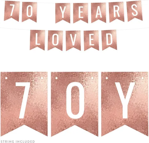 Miniatura 22 de Andaz Press Pancarta decorativa de mosaico con purpurina de oro rosa para fiesta de cumpleaños, 100 años de amor, aproximadamente 5 pies, 1 juego