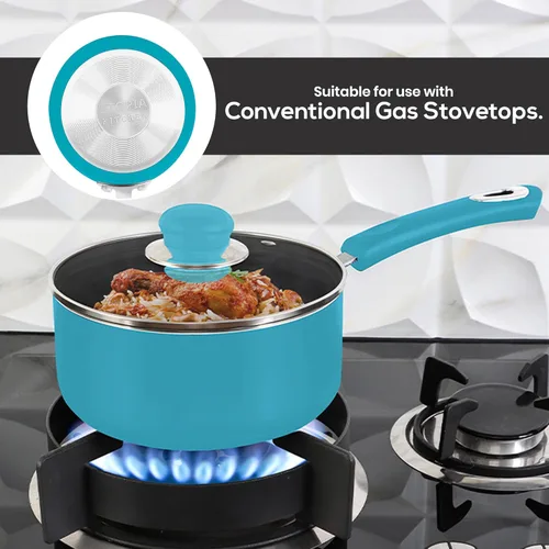 Miniatura 3 de Utopia Kitchen Juego de cacerolas antiadherentes, 1 cuarto y 2 cuartos de galón, tapa de vidrio, uso multiusos para el hogar, cocina o restaurante