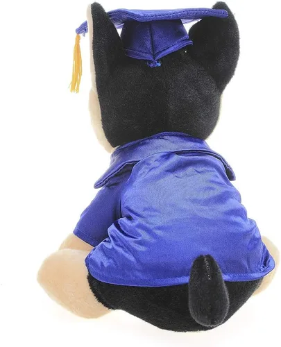 Miniatura 8 de Plushland Pastor alemán de peluche para el día de graduación, texto personalizado, nombre o logotipo de tu escuela en el vestido, lo mejor