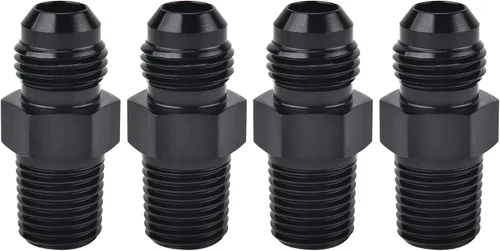 Miniatura 18 de EVIL ENERGY 3AN macho Flare a 1/4 "NPT adaptador de montaje de tubería de aluminio recto negro 4PCS