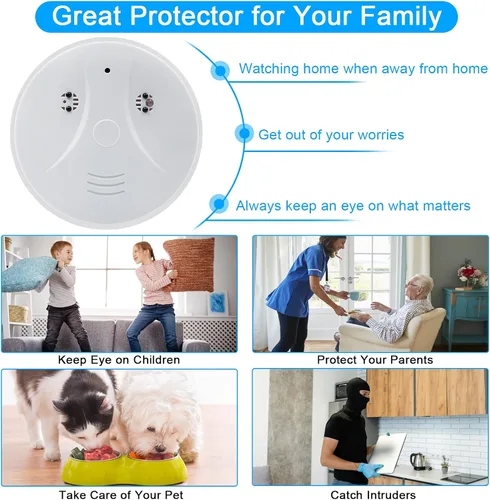 Miniatura 7 de Cámara oculta WiFi detector de humo HD 1080P inalámbrica pequeña niñera cam para cámaras de seguridad de vigilancia casera interior/exterior