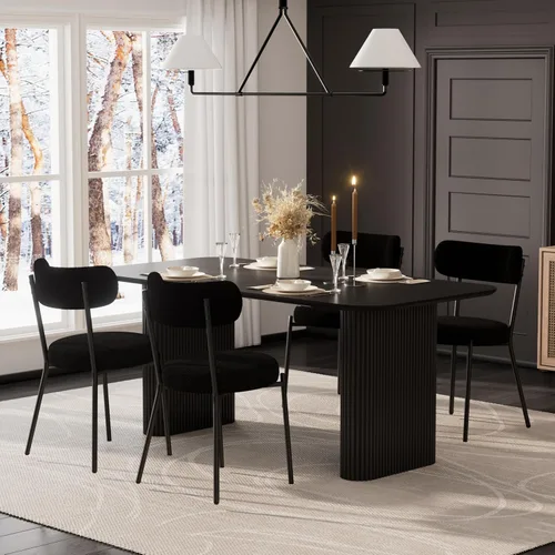 Miniatura 26 de RGZ Juego de mesa de comedor oval moderna de 71", juego de mesa y sillas de 7 piezas para 6, juego de mesa de cocina de mármol sintético y 6 sillas