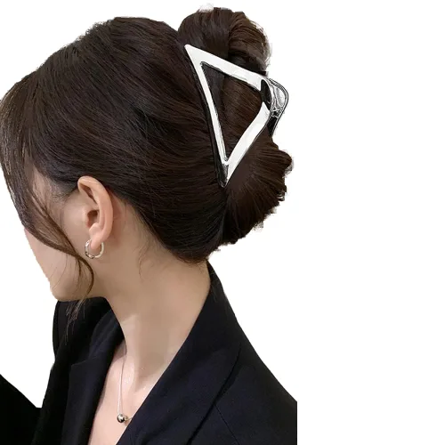 Miniatura 9 de Pinzas de metal grandes para el cabello con diseño de lazo negro y perlas blancas, pinzas antideslizantes para mujeres y niñas, agarre fuerte