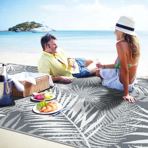 Miniatura 3 de Alfombra de Exterior de 5x7 Pies Alfombra de Paja de Plástico para Exteriores Alfombra Impermeable para Patios Limpieza Alfombra