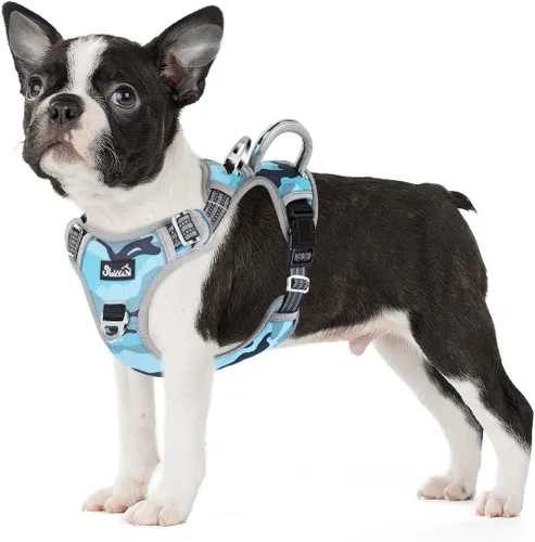 Miniatura 24 de SlowTon Arnés para perro sin tirones, arnés resistente sin estrangulamiento para mascotas, con 2 clips para la correa y mango vertical de fácil