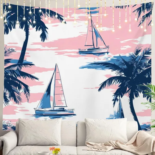 Miniatura 19 de Shrahala Beach Vacation Seaside Relaxation Tapestry, Nautical Summer Getaway Wall Hanging Hd Print Polyester Backdrop For Dorm Room Bedroom 30 X 40