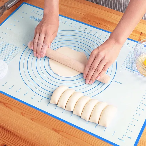 Alfombrilla de silicona para hornear, masa enrollable antiadherente con medidas para hacer pasteles, pizza, galletas, fondant, extra gruesa,