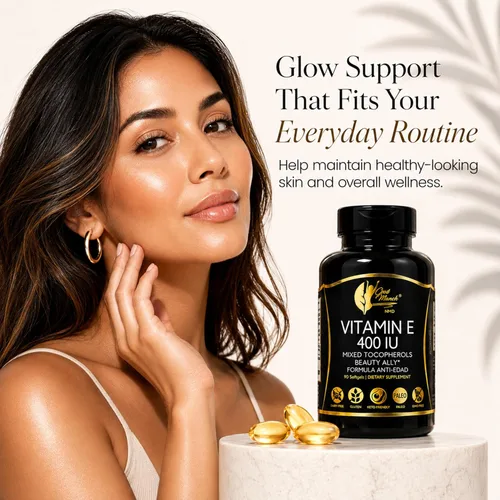 Miniatura 5 de Coco March N.M.D Natural Vitamina E 400 UI Tocoferoles Mixtos - Suplemento de apoyo inmunológico para corazón, piel y ojos - Antioxidantes