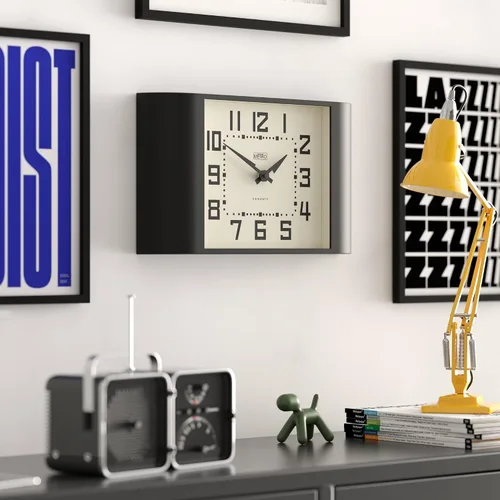 Miniatura 5 de NEWGATE® Metro Clock Reloj de pared retro 17 pulgadas de ancho Negro Estilo de mediados de siglo para cocina, sala de estar u oficina