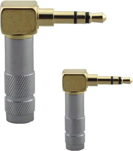[2 piezas] Conector de soldadura chapado en oro del enchufe macho de ángulo recto de 0.138 in [Wv-lstp-2]