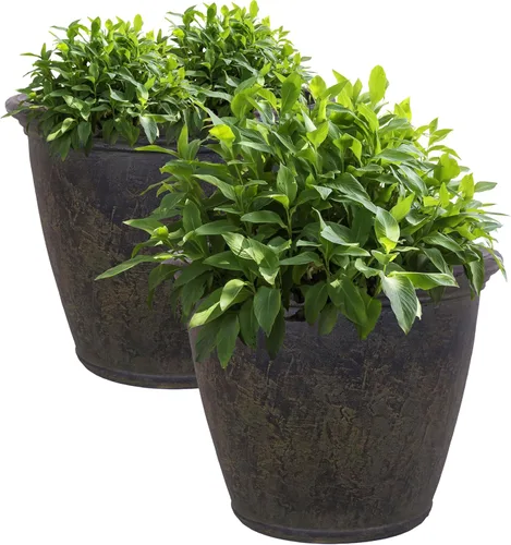 Miniatura 13 de Sunnydaze Anjelica - Maceta grande de plástico para plantas, maceta grande de plástico de doble pared para exteriores con agujeros de drenaje Óxido