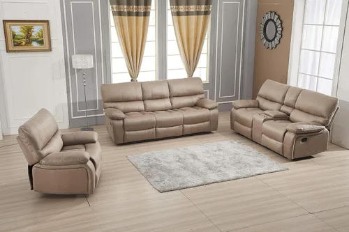 Miniatura 2 de Betsy Furniture Juego de sofá reclinable de microfibra para sala de estar 8007 (topo, sofá+sofá biplaza+sillón reclinable)