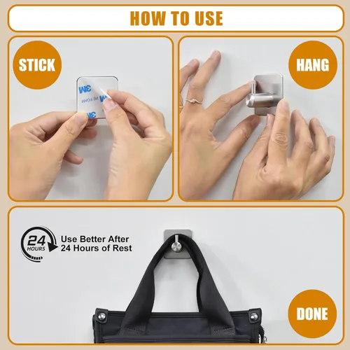 Miniatura 5 de Honmein 6 Piezas Ganchos Adhesivos de Pared para Colgar - Ganchos de Ducha Impermeables, Ganchos de Toalla de Servicio Pesado para Baños, Cocinas