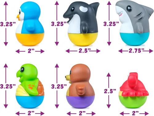Miniatura 9 de Tub Works® Tub Bobbers™ Bob, Wobble & Float - Juguetes de baño verticales para niños pequeños, paquete de 6 Acción única de tambaleo Juguetes