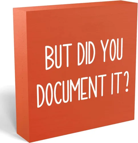 Miniatura 14 de mmiishe Letrero decorativo de madera con texto en inglés «But Did You Document It» para oficina, caja de madera para oficina, letrero cuadrado Negro