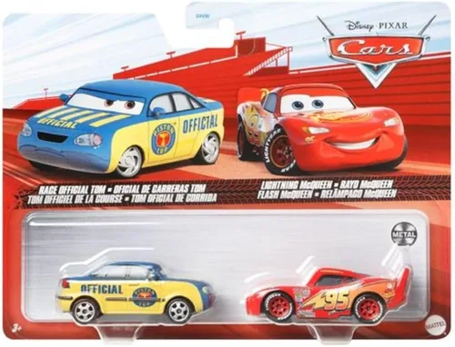 Miniatura 2 de Disney and Pixar Cars 3, Race Official Tom & Lightning McQueen - Paquete de 2 unidades, a escala 1:55, vehículos de personajes favoritos