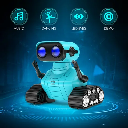 Miniatura 2 de ALLCELE - Robot juguete, robots RC recargables para niños, juguete con control remoto, tiene música y ojos LED, regalo para niños a partir de 3 años