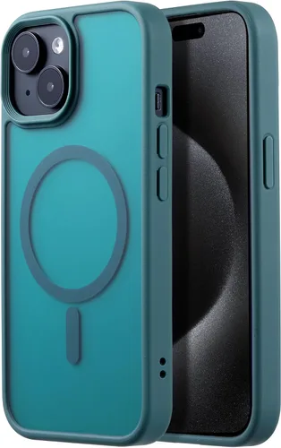 Miniatura 78 de Tigowos - Funda magnética para iPhone 15, resistente a las caídas, sensación de piel mate, a prueba de golpes, delgada, negro mate