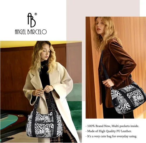 Miniatura 54 de Angel Barcelo - Bolsa de hombro amplia para mujer, diseño Hobo, cuero lavado