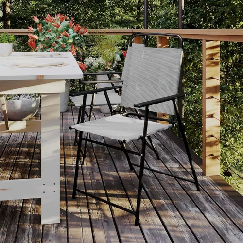 Miniatura 11 de BizChair Sillas plegables para patio, sillas de césped de textileno para exteriores con reposabrazos, juego de 4, color negro