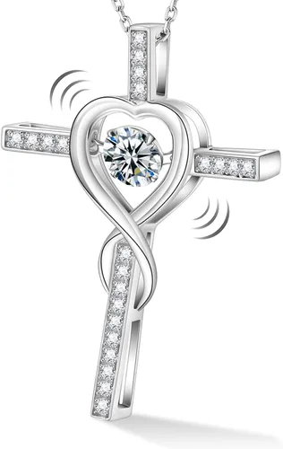 Collar de cruz de moissanita para mujer, cadena flotante con colgante de crucifijo de diamante de laboratorio para hombres, joyería de cruz