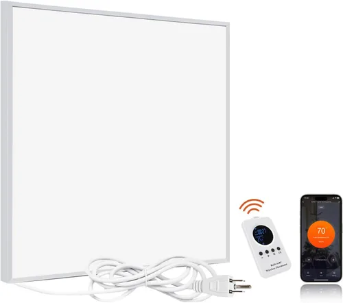 Calentador de Espacio Infrarrojo 350W para Uso en Interiores con Termostato, Calentador de Panel de Convección Eléctrico Montado en la Pared, Panel