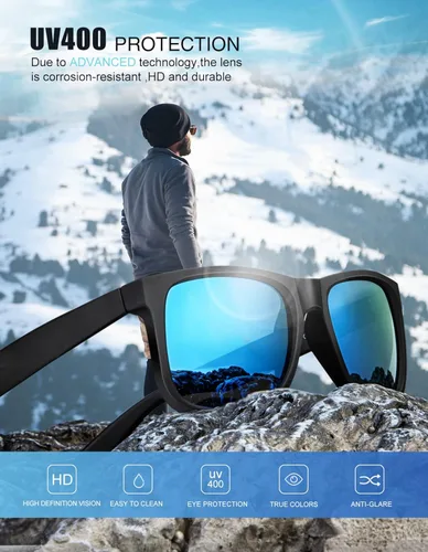 Miniatura 2 de KALIYADI Gafas de sol para hombre color negro mate para mujer lentes polarizados de conducción de gran tamaño protección UV paquete de 3