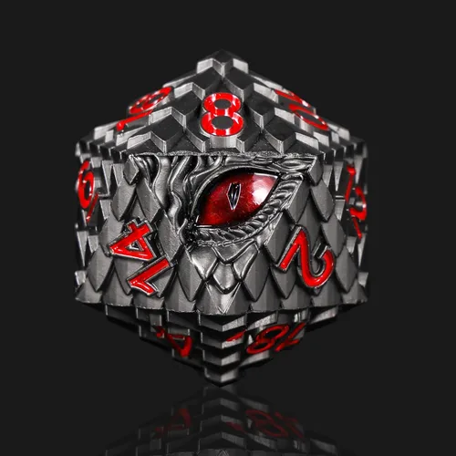Miniatura 7 de 1 dado de metal D20 DND – Dados poliédricos gigantes metálicos de 20 caras, dados grandes de 1.378 in de ojo de dragón para juego de mesa