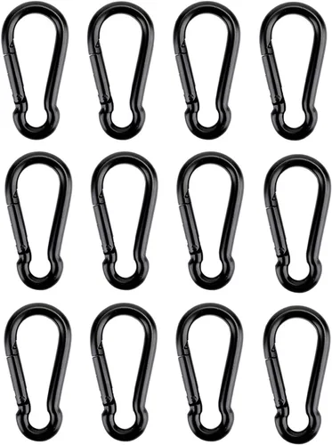 Miniatura 11 de DELSWIN 12 Piezas Clip de Mosquetón Negro, Incluye Mini Mosquetones de 1.57 Pulgadas, Ganchos Pequeños de 1.97" a Presión, Mosquetón Mediano de 2.36