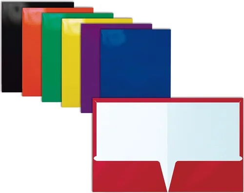 Miniatura 14 de Better Office Products Carpetas de papel azul laminado brillante de 2 bolsillos, tamaño carta, portafolios de papel azul, caja de 25