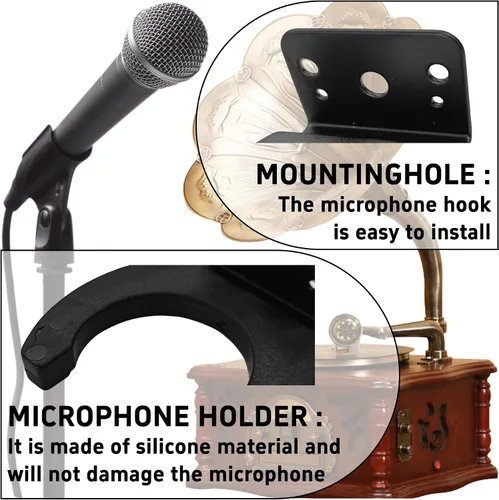 Miniatura 3 de 2 clips de micrófono de identificación de 1.693 in, soporte de micrófono resistente con tornillos de montaje, soporte de montaje en pared