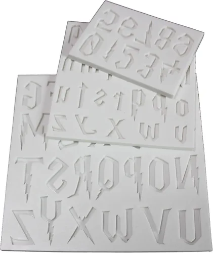 Juego de moldes de silicona de 3 piezas para letras y números en forma de rayos mágicos - Ideal para pasteles de fondant, chocolate, manualidades de